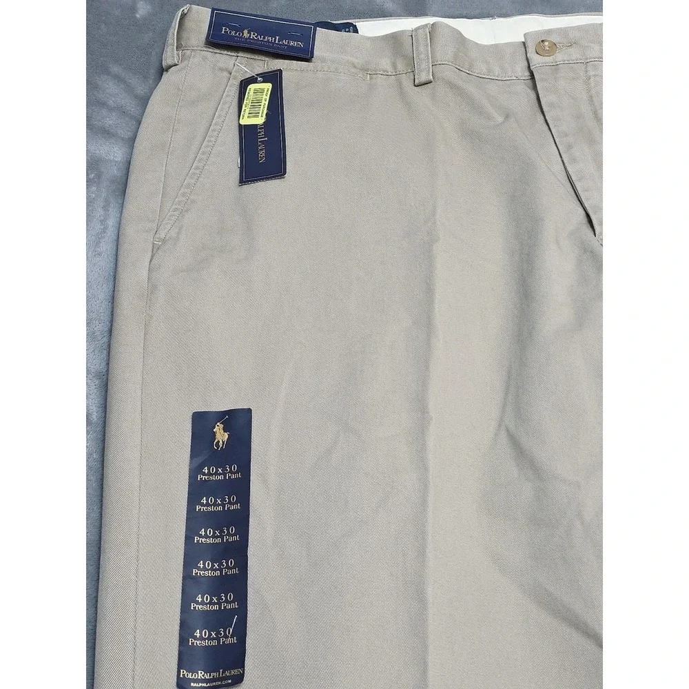 Polo Ralph Lauren Preston Pant 40x30 NWT Vintage Khaki Flat Front Pony On Pocket